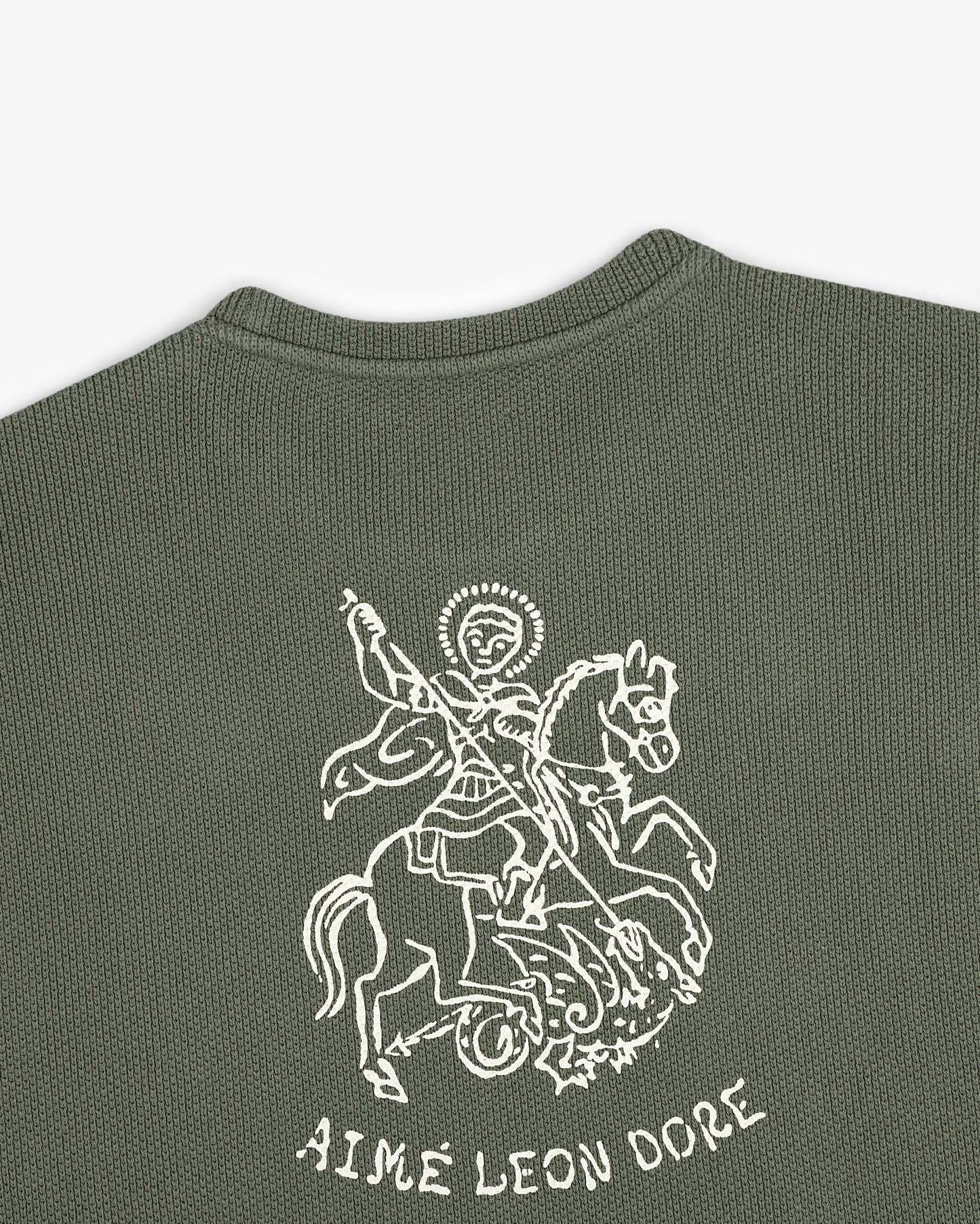 Aime Leon Dore Saint George Piqué Crewneck Sweatshirt Thyme