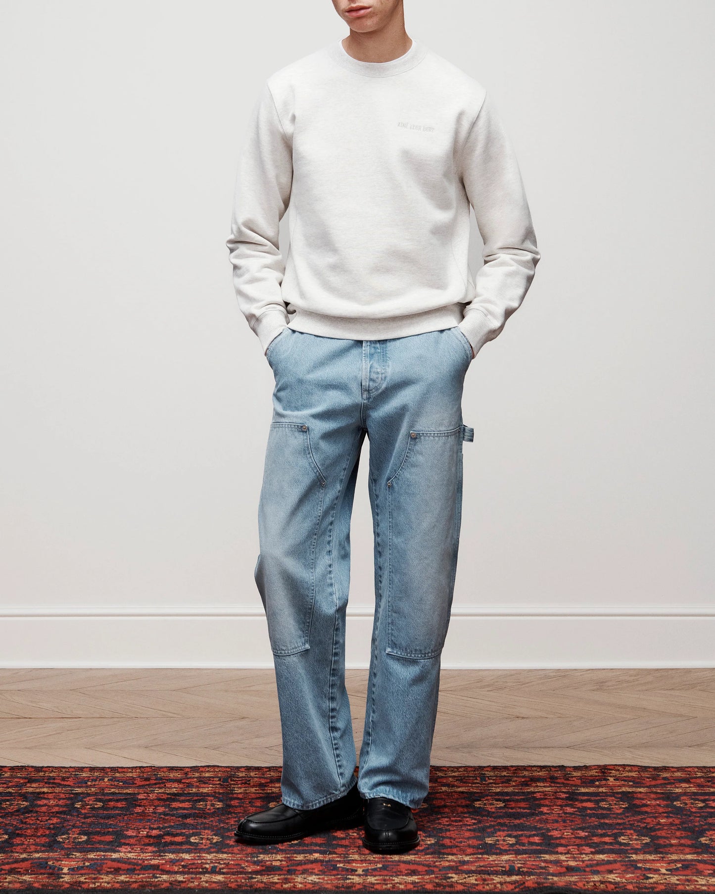 Aime Leon Dore Tonal Logo Crewneck Sweatshirt Oatmeal