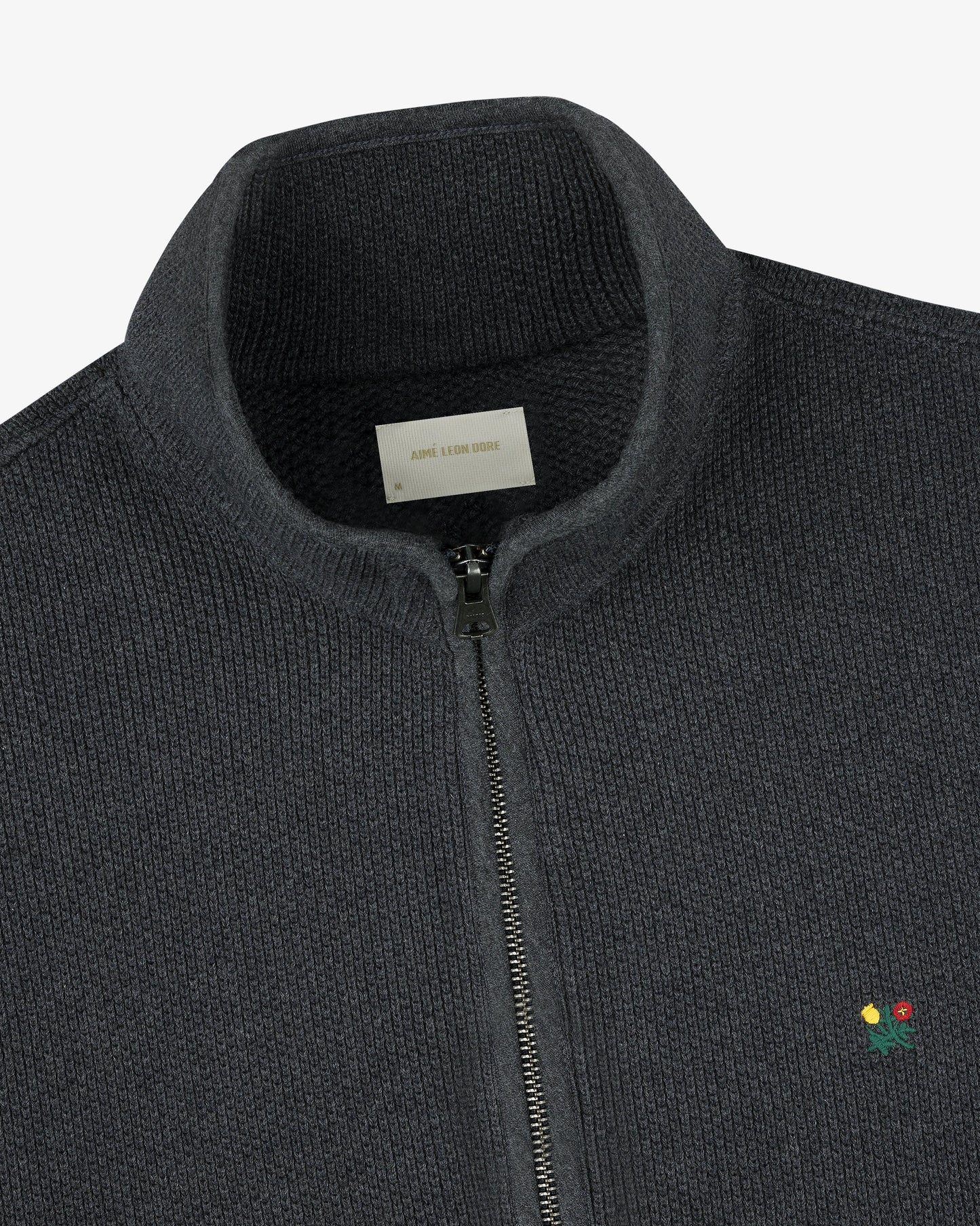Aime Leon Dore Crest Piqué Half-Zip Pullover Charcoal