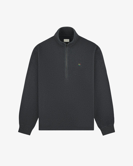 Aime Leon Dore Crest Piqué Half-Zip Pullover Charcoal