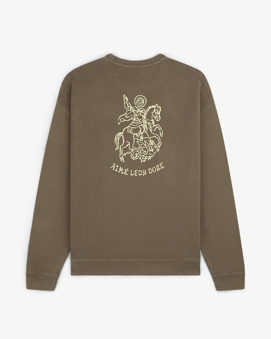 Aime Leon Dore Saint George Piqué Crewneck Sweatshirt Mudy