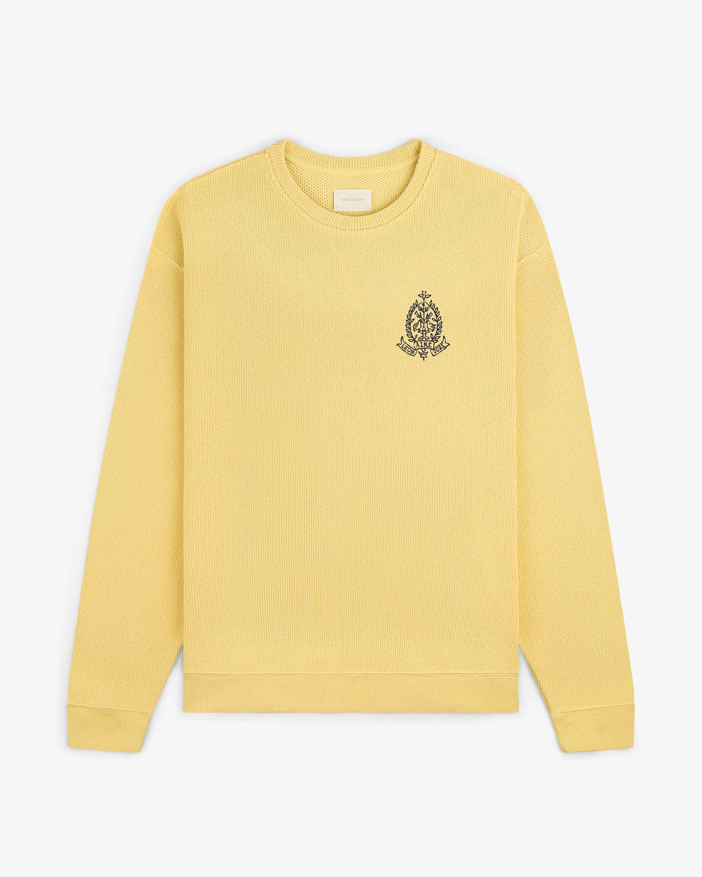 Aime Leon Dore Saint George Piqué Crewneck Sweatshirt Yellow