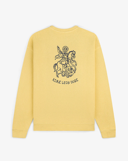 Aime Leon Dore Saint George Piqué Crewneck Sweatshirt Yellow