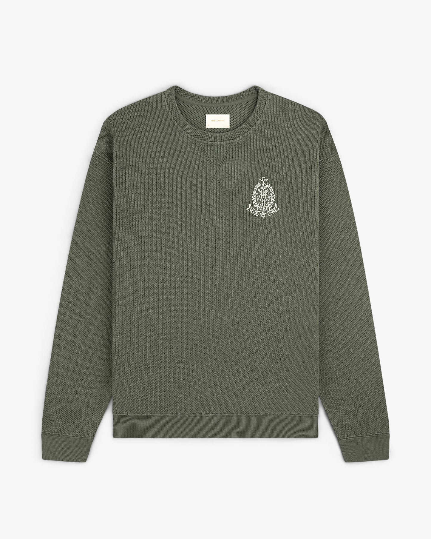 Aime Leon Dore Saint George Piqué Crewneck Sweatshirt Thyme