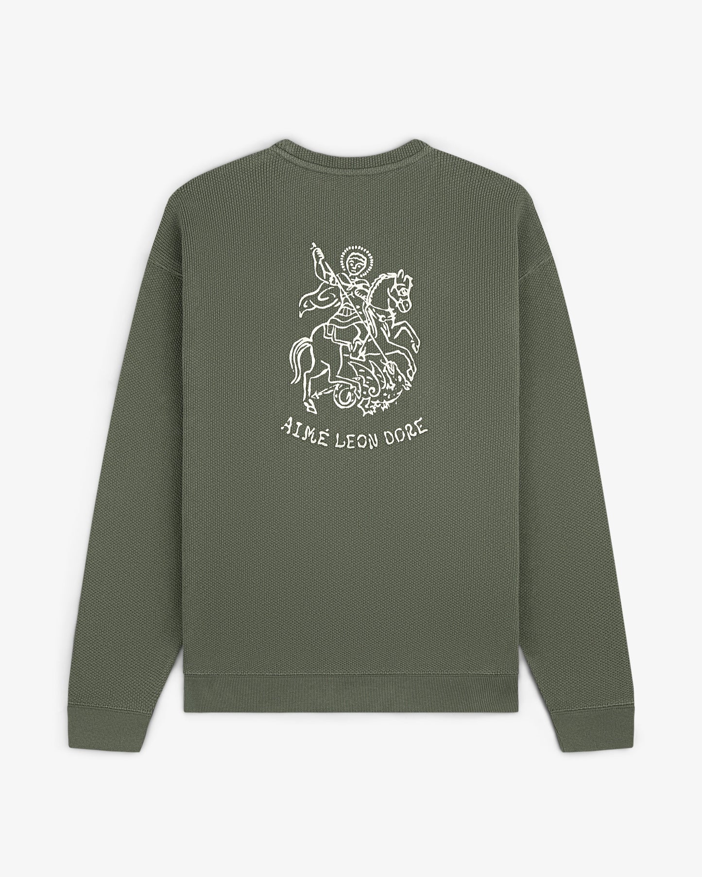 Aime Leon Dore Saint George Piqué Crewneck Sweatshirt Thyme