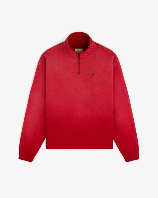 Aime Leon Dore Sun Faded Crest Quarter Zip Barbados cherry