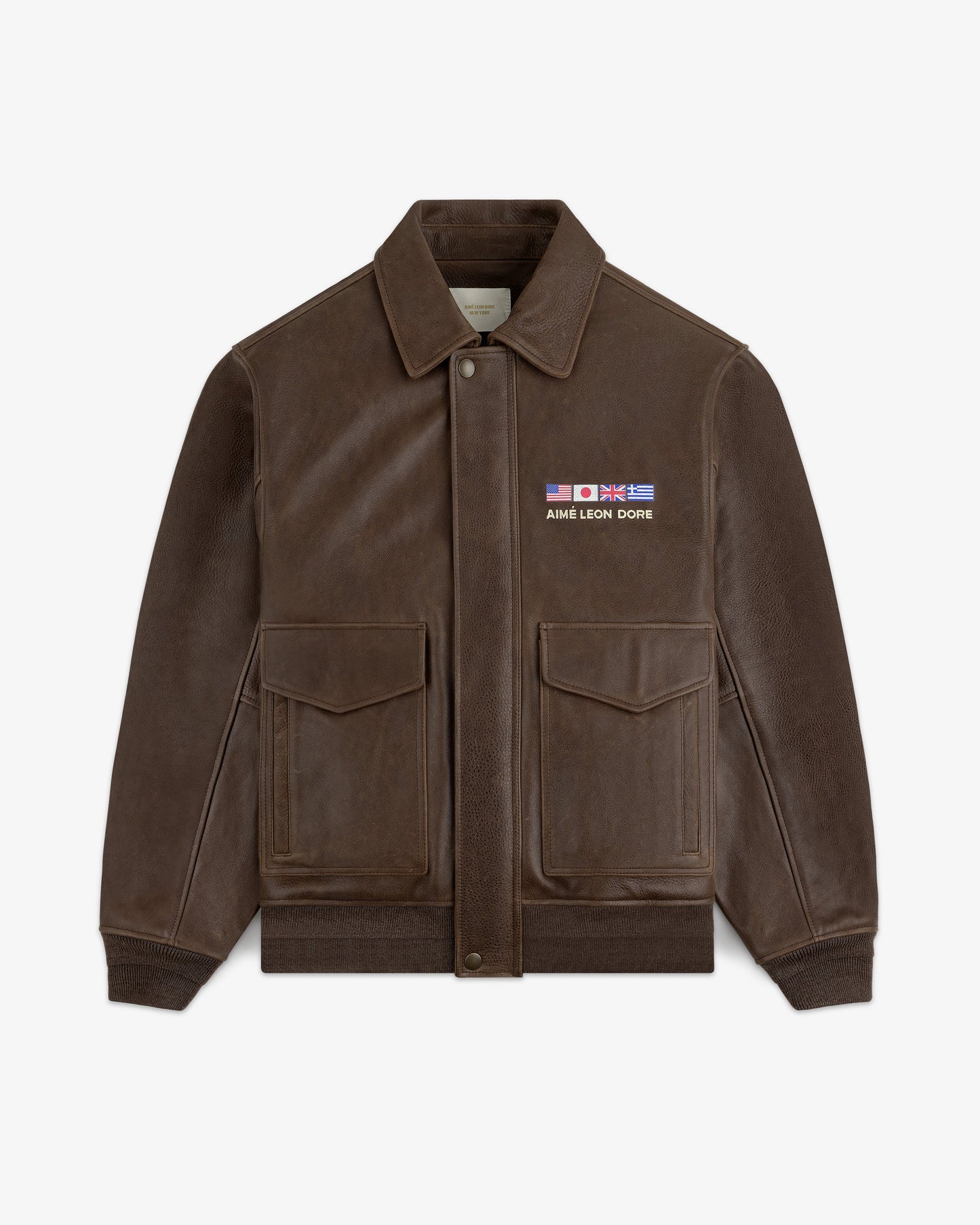 Aime Leon Dore World's Borough Leather Flight Jacket