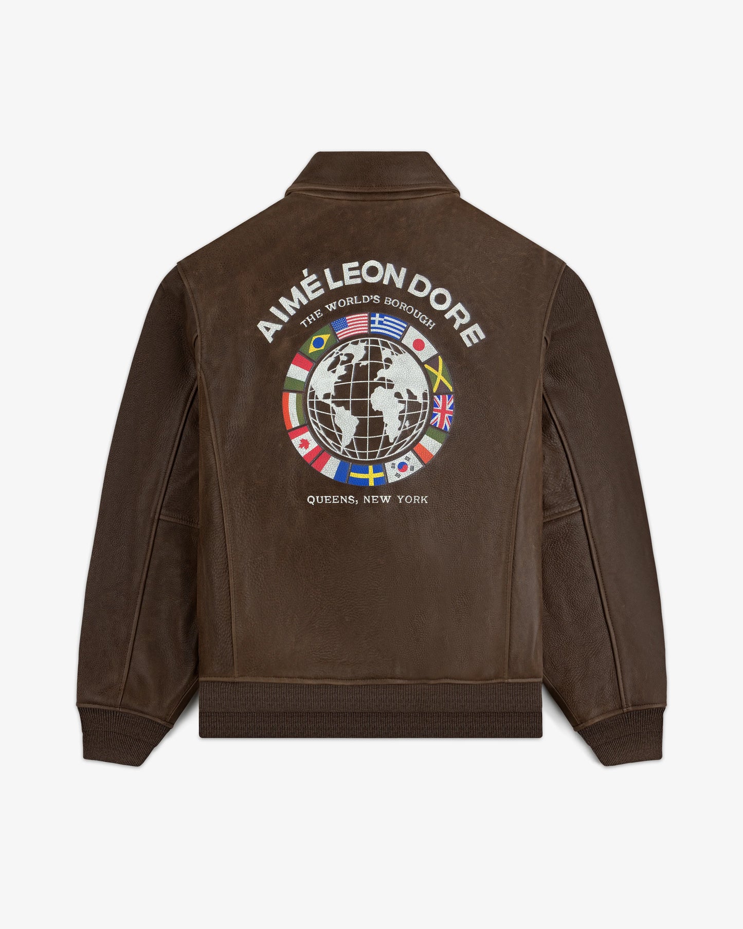 Aime Leon Dore World's Borough Leather Flight Jacket