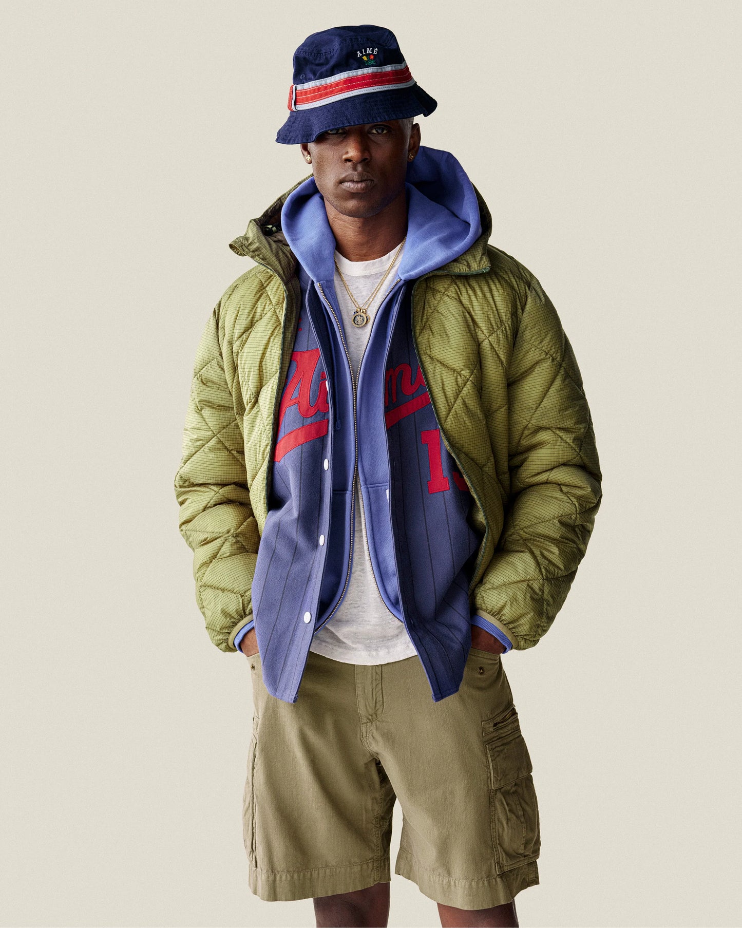Aime Leon Dore Nylon Quilted Unisphere Jacket Sage